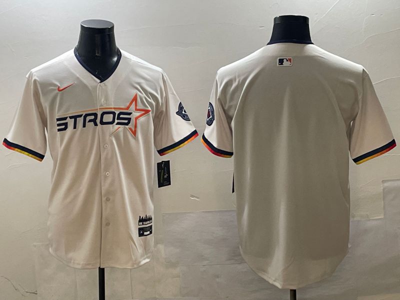 Men Houston Astros Blank Cream Three generations Joint Name 2025 Nike MLB Jersey style 1->houston astros->MLB Jersey